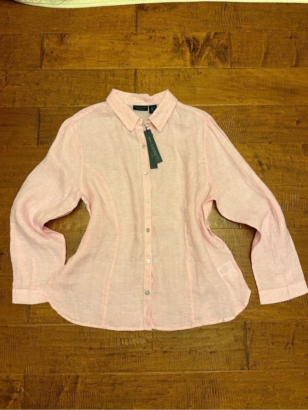 Pink Linen Button-Down Shirt - Picture 2 of 9